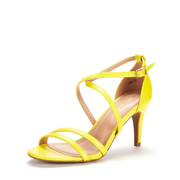 Open Toe Stiletto Strappy Sandals - YELLOW PU -  0